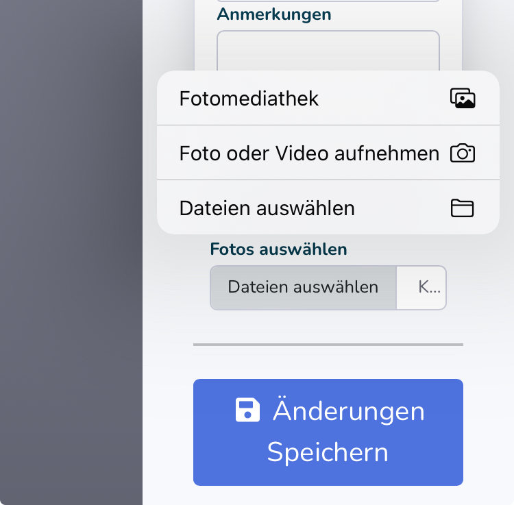 Optionen zum Hinzufügen eines Fotos