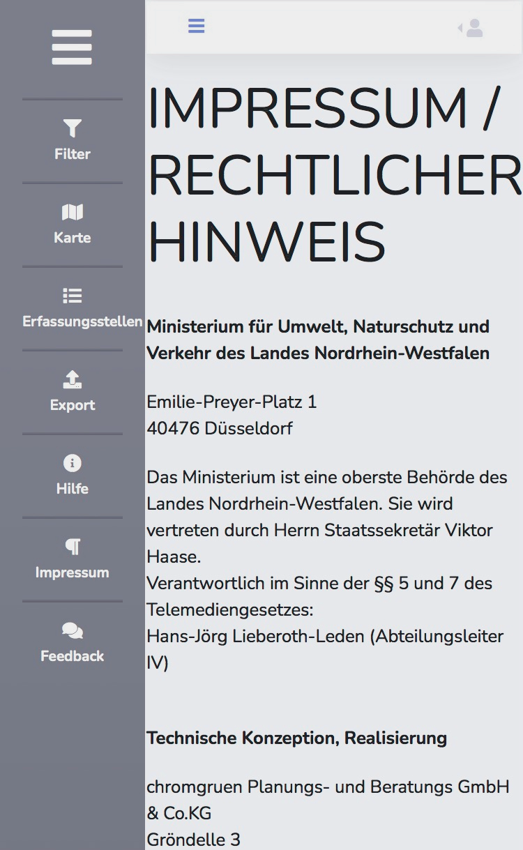 Das Impressum der Website
